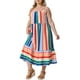 thumbnail image 4 of Vestido de verano maxi de tirantes ajustables para mujer de tallas grandes Agnes Orinda, a rayas, 2X, verde y rosa, 4 of 5