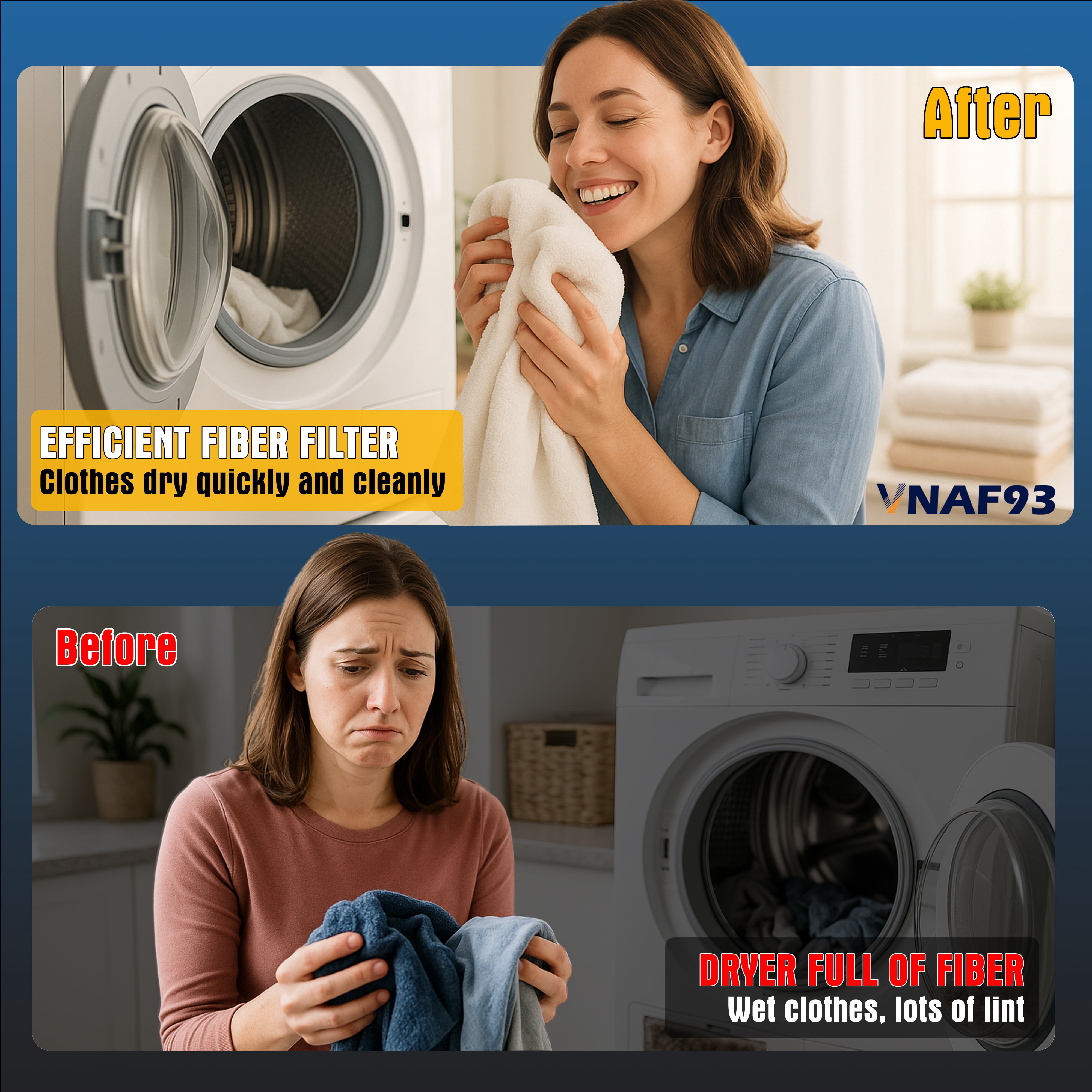 VNAF93 Upgraded DC61-02595A Dryer Lint Trap Filter with Dryer Lint Brush Compatible with Samsung Dryers, Replaces 2069505, PS4206799, AP4578777, EAP4206799