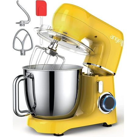 

Mini Angel General Stand Mixer 5.5 Quarts Dough Hook Flat Beater Wire Whisk Attachments 10+P Speeds with Splash Guard Lavender with DIY STICKERS