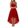 thumbnail image 2 of IDALL Wedding Guest Dresses,Prom Dresses Lace Dress Bow Belt Elegant Irregular Length Dress Sleeveless Chiffon Dress Bridesmaid Cocktail Party Dress Maxi Dresses,Formal Dresses Red Dress 3XL, 2 of 7