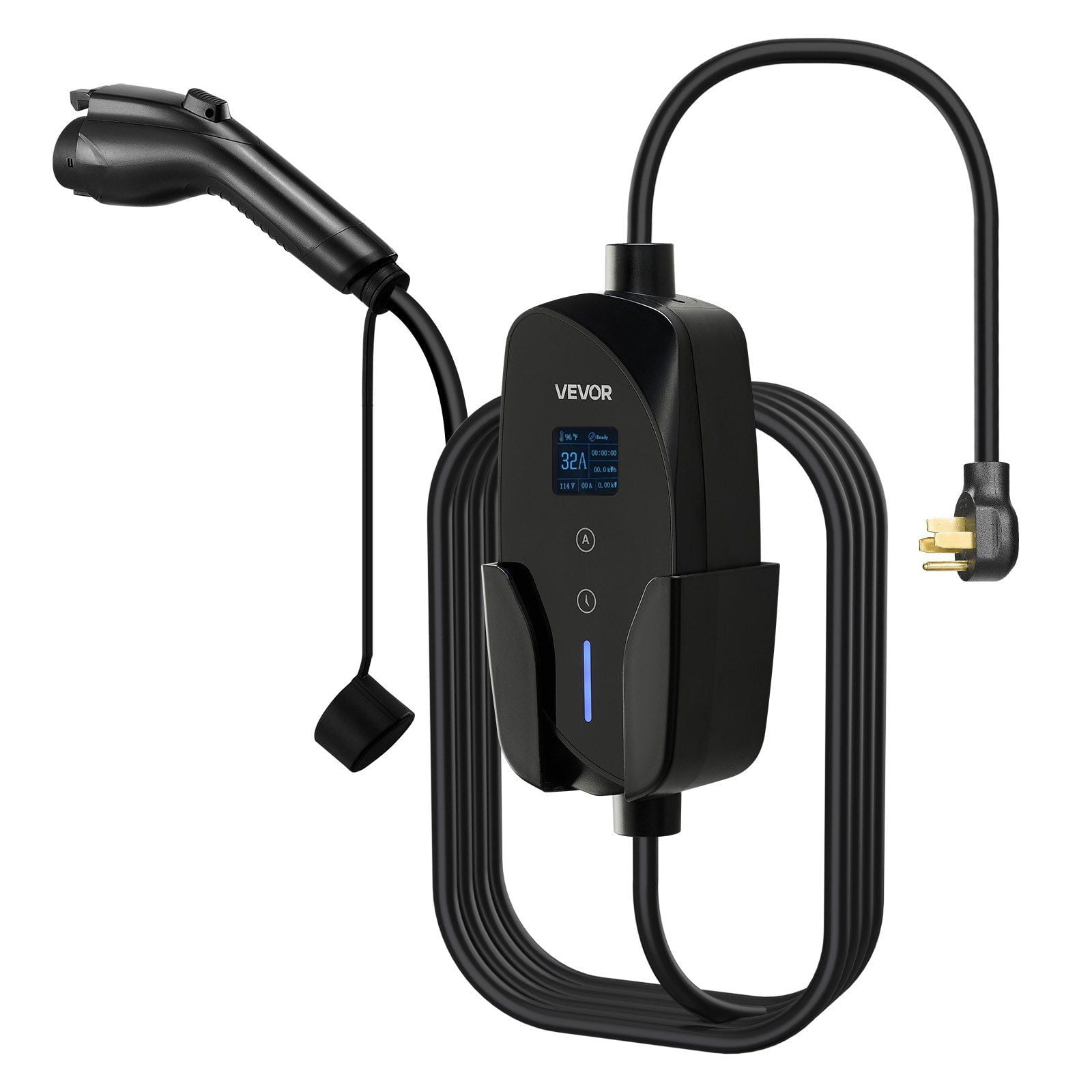 Level 2 EV Charger, 32A 240V, 25-Foot Heavy Duty Cable, NEMA 14-50 Plug, LCD Interface with Adjustable Current Control, Universal Plug-in Home Charger for J1772 Electric Cars