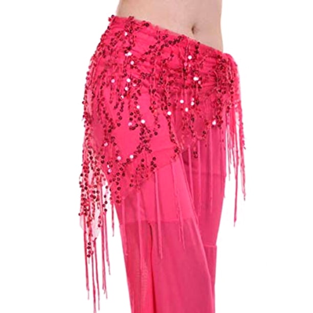 Minnieouse Lady Belly Dance Hip Bufanda Accesorios Bellydance Cintura Traje Nylon Malla Hilo Suministros de belleza Rendimiento Azul Cinturones Rosa roja Minnieouse PS15803-06