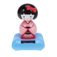 thumbnail image 1 of BRIGHTFUFU Rosa creativo kimono muñeca adorno de coche con energía solar decoración interior del coche cabeceando muñeca japonesa Maiko diseño regalo para decoración de escritorio en casa, 1 of 8