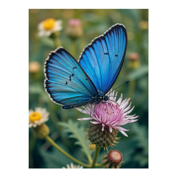 Diamond Art Kit for Adults, Blue Butterfly Pink Flower Nature Scene Diamond Painting for Adults Beginners, 5D DIY Diamond Art Painting Kits, Colorful Diamond Painting Craft for Home Decor 12x16