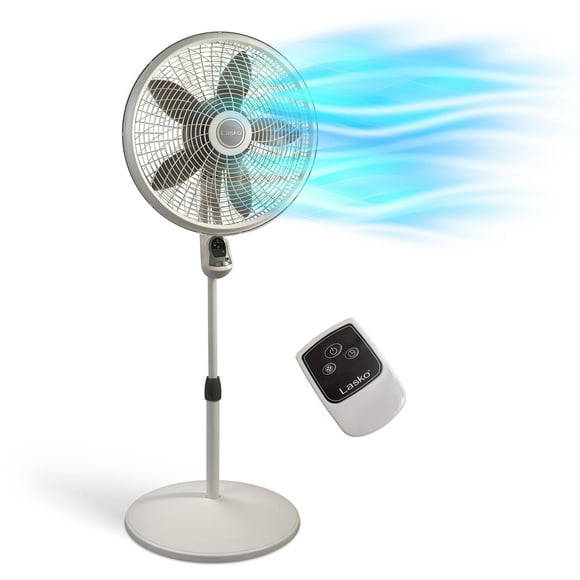 Lasko 1885 Ventilador de pedestal ciclón de 18" con control remoto, 18 pulgadas, color blanco