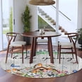 thumbnail image 3 of Round Rug 7Ft Washable Non-Slip, Spring Botanical Circle Area Rugs for Living Room Bedroom, Vintage Black Plaid Brown Wooden Grain Indoor Floor Mats Carpet Runner for Home Decor Aesthetic, 3 of 8