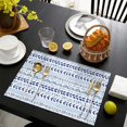 thumbnail image 4 of Blue Striped Geometric Pattern Summer Placemats Table Placemats Set Of 4-Linen Kitchen Washable Placemats Table Mats 11.8"x17.7" Non-Slip Heat Resistant, 4 of 6