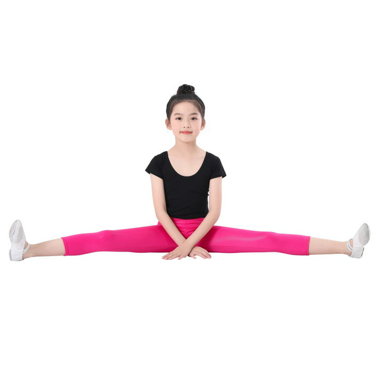 Girls Children Shiny Footless Leggings Gymnastics Ballet Dance Nylon Lycra  Kids