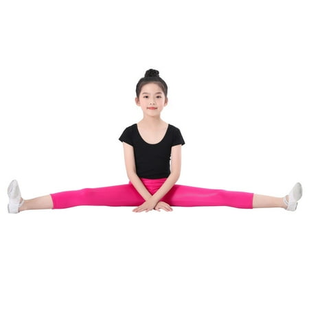

Girls Dance Gymnastics Footless Leggings Pants Kids Tight Glitter Athletic Ballet Dancewear Trousers 2-13 Years