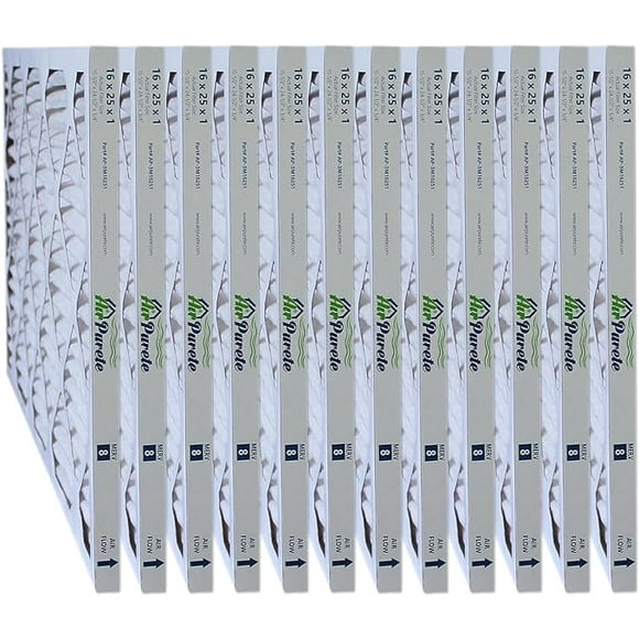 AirPurete Furnace Filters AP-3M16251 | Pack of 12 | Nominal Size: 16x25x1 | Actual Size: 15-1/2" x 24-1/2" x 3/4" | High Capacity MERV 8