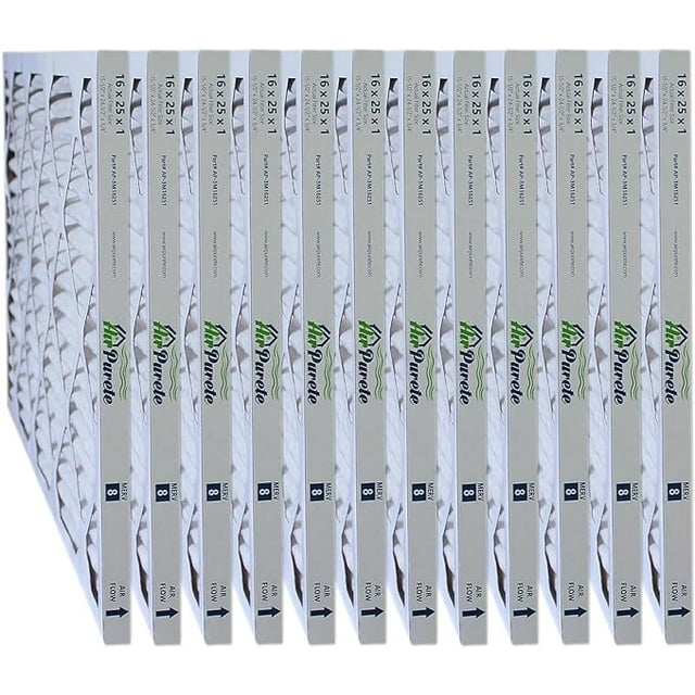 AirPurete Furnace Filters AP-3M16251 | Pack of 12 | Nominal Size: 16x25x1 | Actual Size: 15-1/2" x 24-1/2" x 3/4" | High Capacity MERV 8