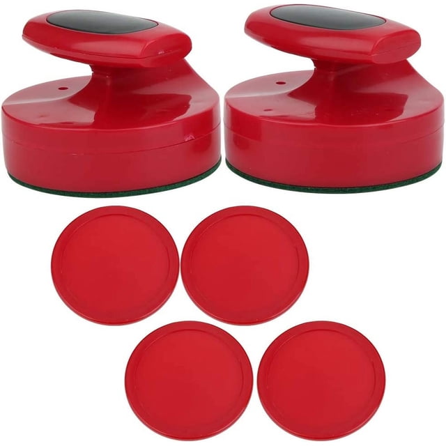 Keenso Table Hockey Pushers Set 94mm Air Hockey Pucks and Pushers Large Size Air Table Hockey Game Pushers with 4 Pucks Hockey Percussion Device Accessory