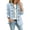 Light Blue, variant on Stralyhd Jean Jackets for Women Ruffle Double Button V-Neck Top Long Sleeve Casual Denim Jacket Fall Winter Jean Coat White L