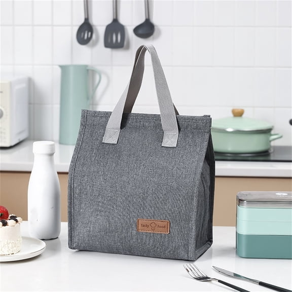 Insulated Lunch Bag for Men Women, Large Reusable Leakproof Lunch Box Container, Small Portable Thermal Snack Bag, Reusable Travel Office Work Beach Cooler Tote Bag for Adults, Grey