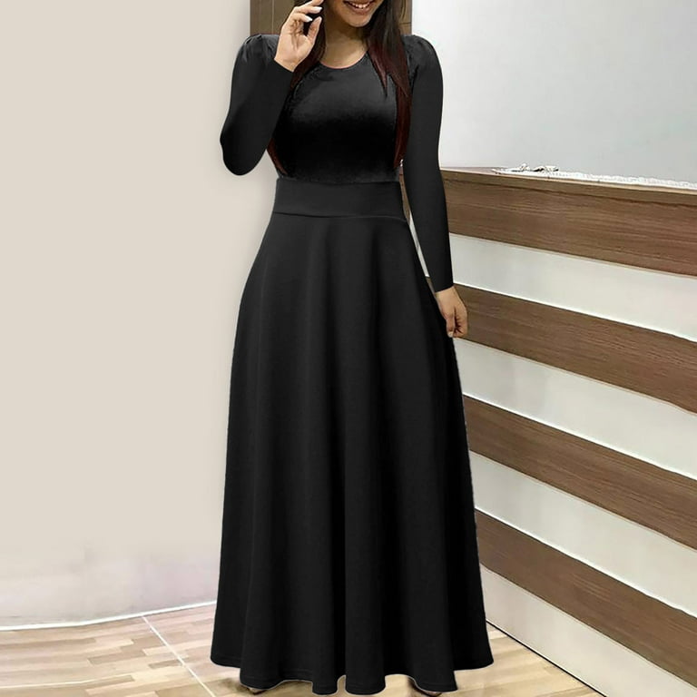 knee length dresses for ladies HMS Skins: Tan Baby Rib Long Sleeve Maxi Dress Large main image 1