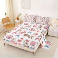 thumbnail image 2 of Manfei Watercolor Kitten Bed Sheets, Cupcake Donut Bow Full Size Sheets, White Pink, 4 Pieces, 1 Flat Sheet, 1 Fitted Sheet and 2 Pillowcases, 2 of 6