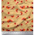 thumbnail image 1 of Soimoi Orange Japan Crepe Satin Fabric Text & Poppy Floral Decor Fabric Printed Yard 42 Inch Wide, 1 of 1