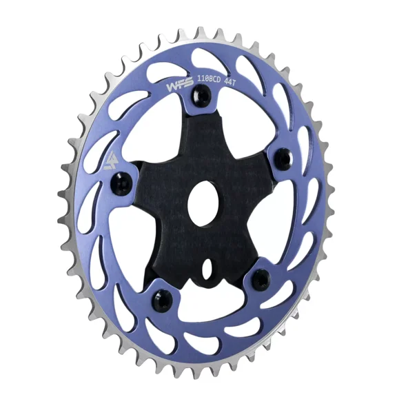 WFS Helix Chainring w/ Spider Sprocket 44T 1/8" 110mm Old School BMX , GrayxBlue