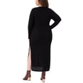thumbnail image 3 of Vestidos de Talla Grande para Mujeres Agnes Orinda para el Día de San Patricio, Vestido Maxi Casual de Punto Acanalado con Abertura Lateral y Cuello Redondo de Manga Larga, 2X Negro, 3 of 5