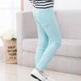 thumbnail image 5 of FAOWME Kids Girls Stretch Pencil Skinny Pants Elastic Waist Trouser Bottoms Light Blue 5-6 Years, 5 of 5