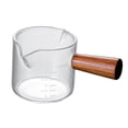 thumbnail image 3 of Jarra de vidrio medidora de Espresso, jarra de vidrio transparente con mango de madera, taza de leche de vidrio pequeña multiusos para Barista, 100ml, 3 of 9