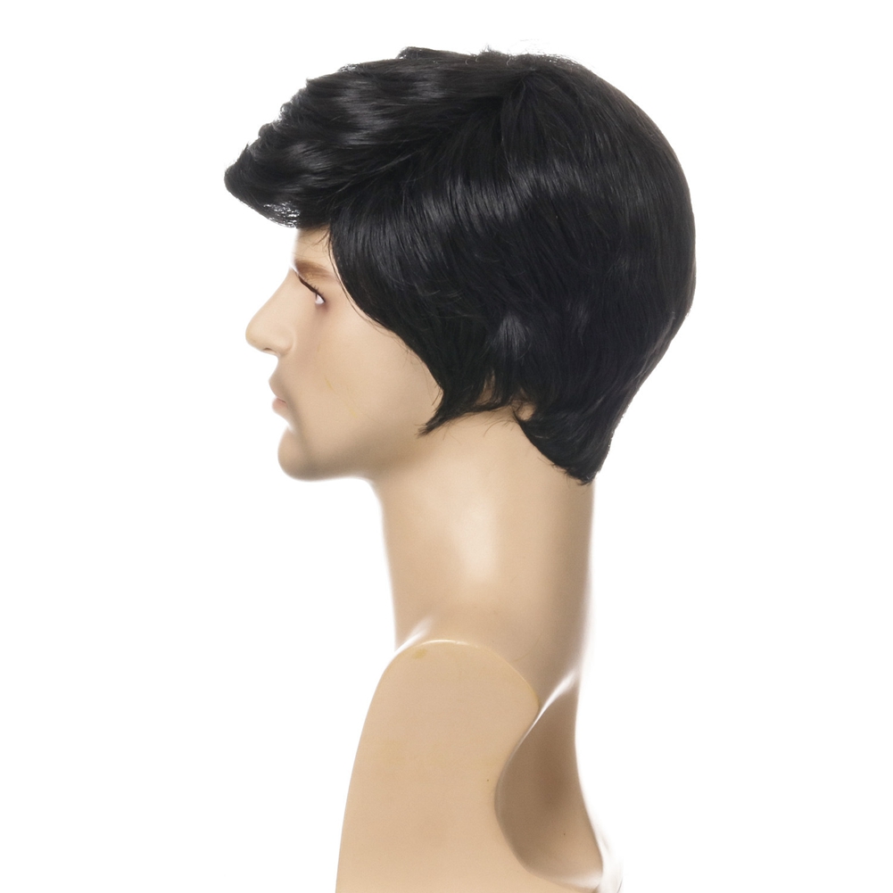 Fashion Wig Short Black Male Straight Synthetic Wig for Men Hair Fleeciness Realistic Natural Black Toupee Wigs - image 3 of 8