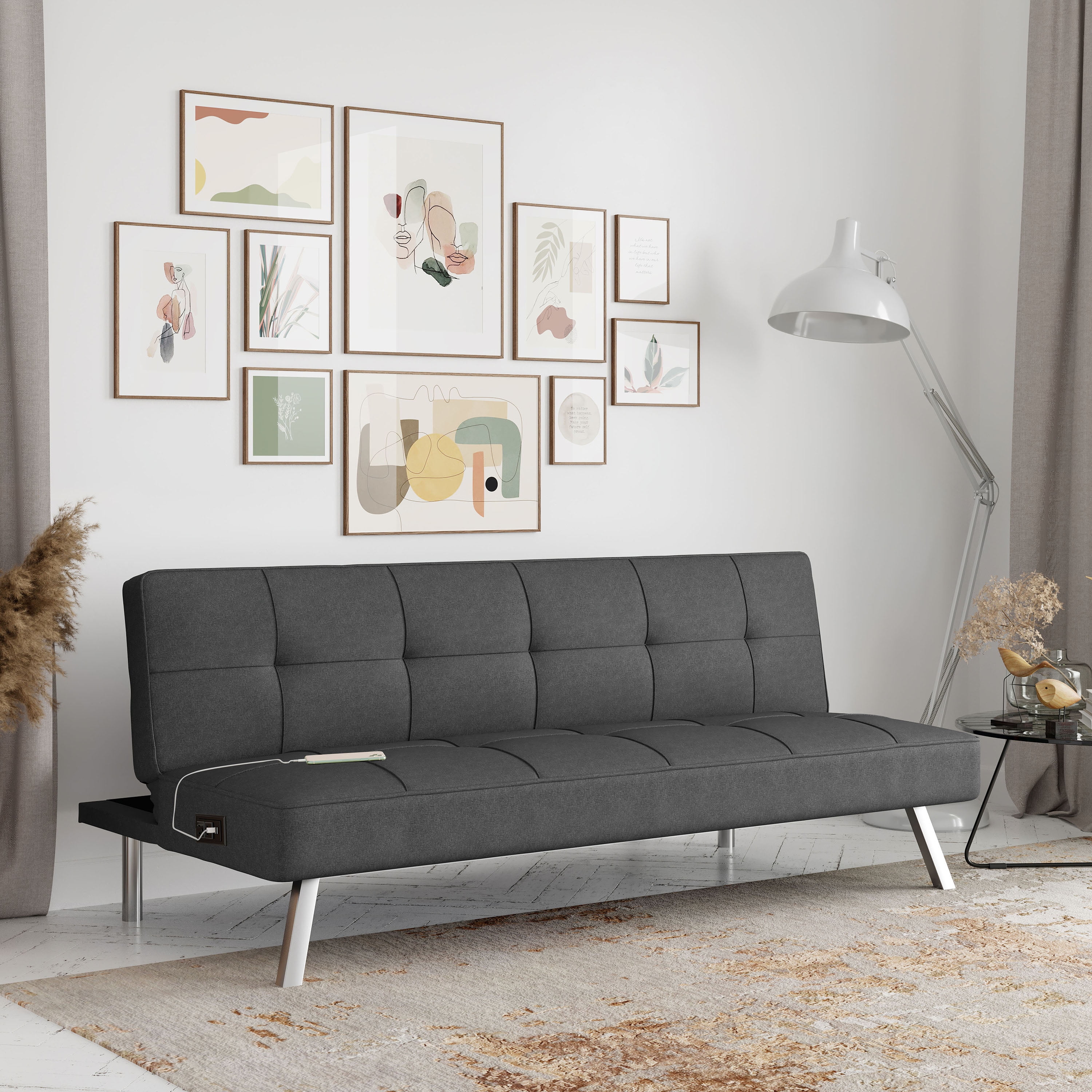 Serta Mason Futon with Power, Charcoal Fabric