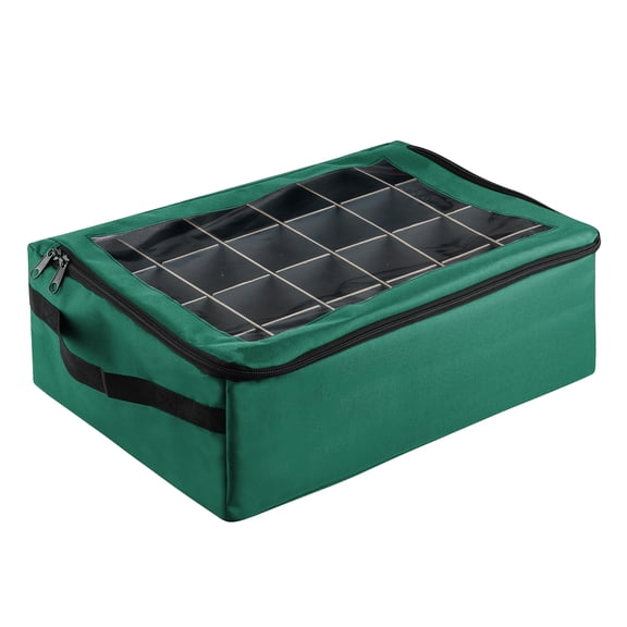 Tiny Tim Totes Canvas Ornament Storage Box with 48 Compartments, Green. Adult