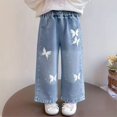 thumbnail image 5 of EnJoCho Teen Girls Cargo Jeans Wide Leg Washed Distressed Baggy Elastic Waist Vintage Denim Trousers Trendy Bottoms For Kids Back-to-School Casual Streetwear Wear, 5 of 9