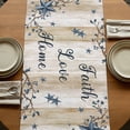 thumbnail image 5 of Table Runners 72 Inches Long Dress Scarves, Vintage Country Farmhouse Kitchen/Dining Table Runner, Coffee Tablerunners, Blue Rustic Texas Star Vines Wooden Grain 18x72 Inch, 5 of 9