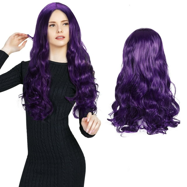 Peluca larga ondulada para mujeres negras: Peluca sintética encantadora con raya al medio y rizada - Cabello natural resistente al calor para uso diario en fiestas.