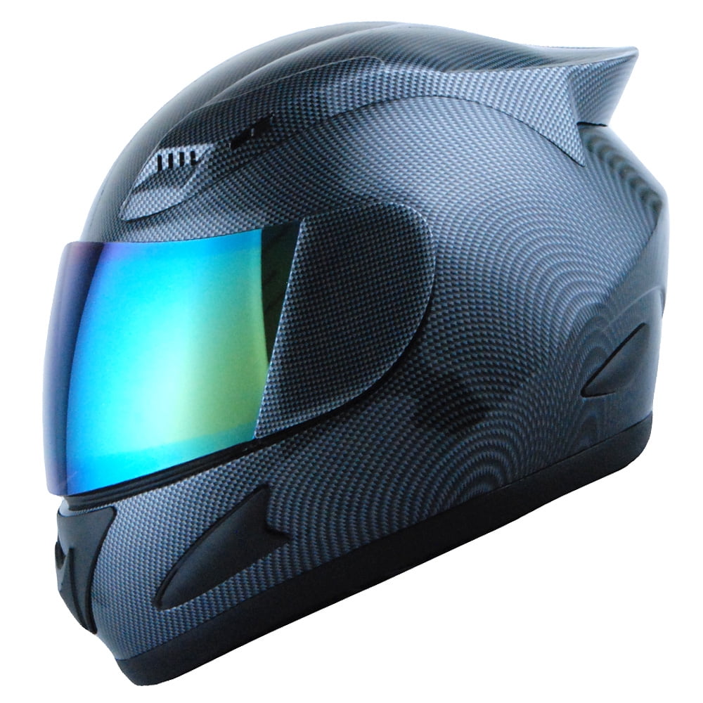 1Storm Motorcycle Bike Full Face Helmet Mechanic HJDJ11 + Motorcycle Bluetooth Headset: Carbon Fiber Black