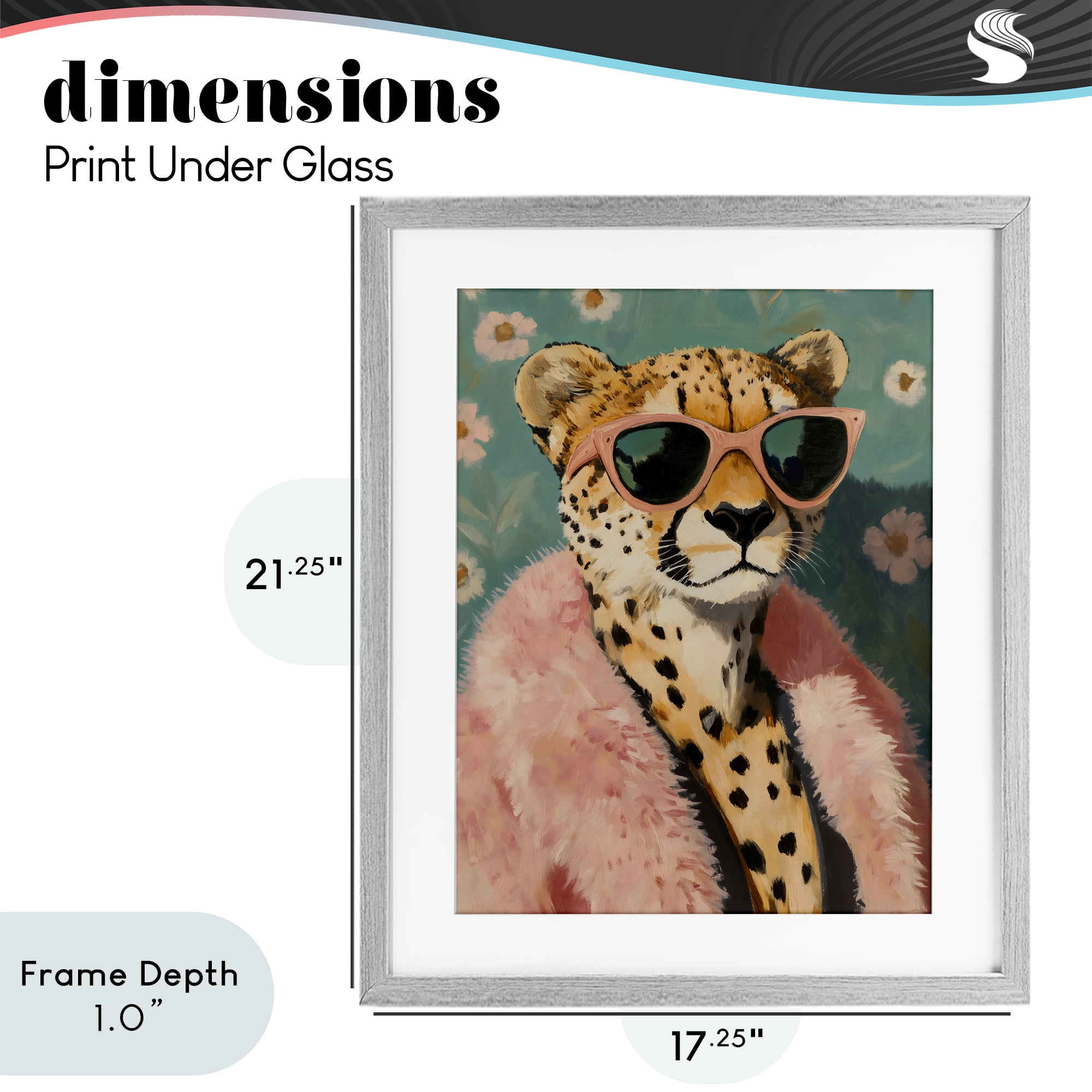 Stupell Industries Glam Cheetah in Pink Fur Gray Framed Print Under Glass, design by The Prints Vibe
