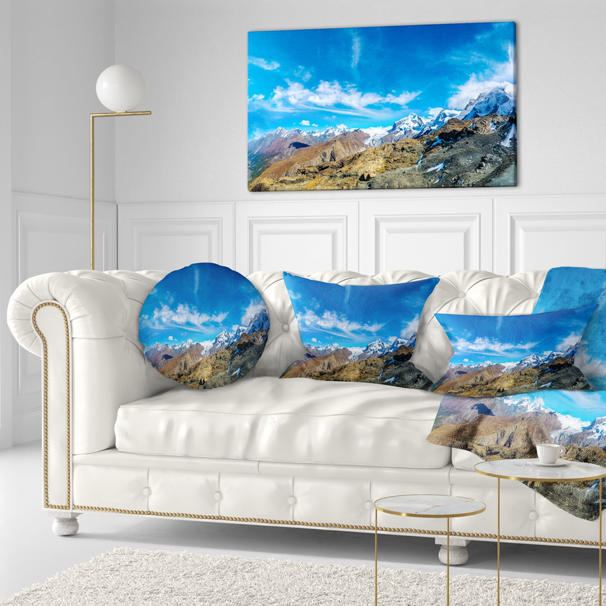 Designart Alps Mountains in Switzerland - Landscape Printed Throw Pillow - 12x20