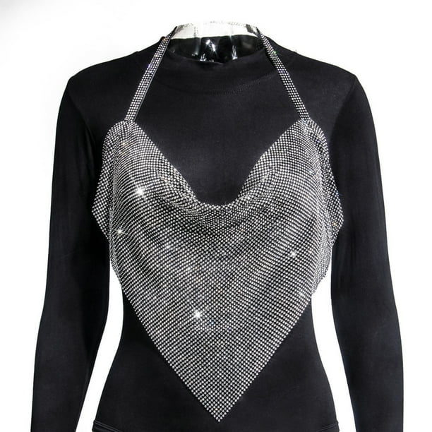 SAYOO Chaleco de cintura brillante para mujer SAYOO moda