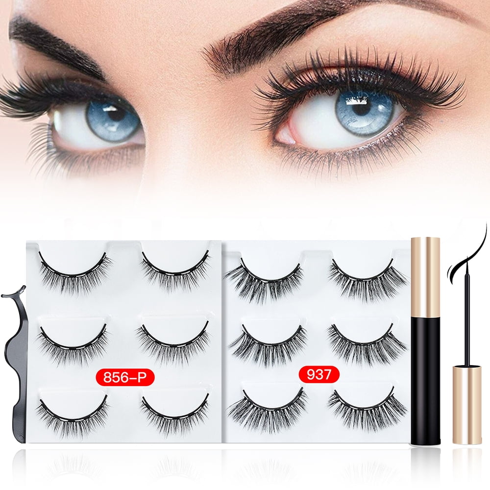 Saisze False Eyelashes Eyelashes Kit False Lashes 3 Pairs Easy