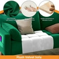 thumbnail image 3 of Craftian 70" Velvet Loveseat Sofa, Modern Comfortable Sofa Loveseat Small Sofa Couch with Side Storage Pockect & 2 Pillows, Button Tufted Seat Cushion for Living Room Bedroom Apartment, Green, 3 of 8