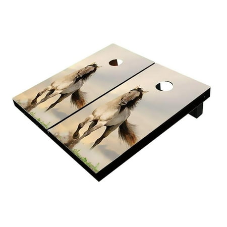 Skip's Garage Horse Galloping Solid Wood Cornhole Board Set