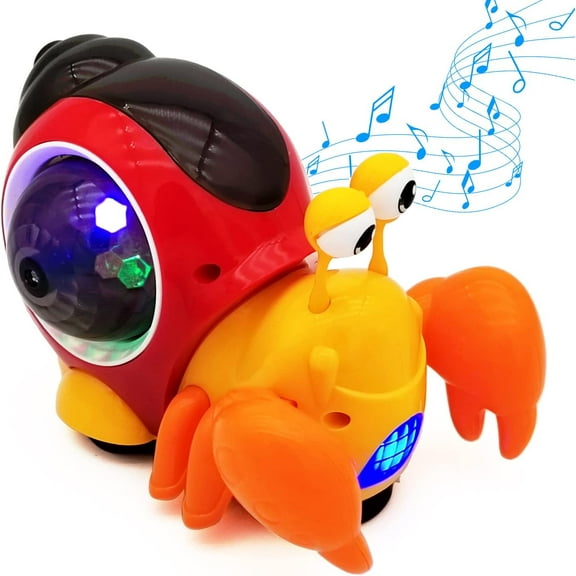 Baby Toddler Electric Crab Cute Electronic Animal Vehicle Car Toy Crawl, Play Music, Dazzling Light Kids Birthday