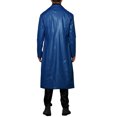 thumbnail image 3 of INSPIRE CHIC PU Faux Leather Long Jacket for Men's Lapel Gothic Trench Coat Outwear, 3 of 4
