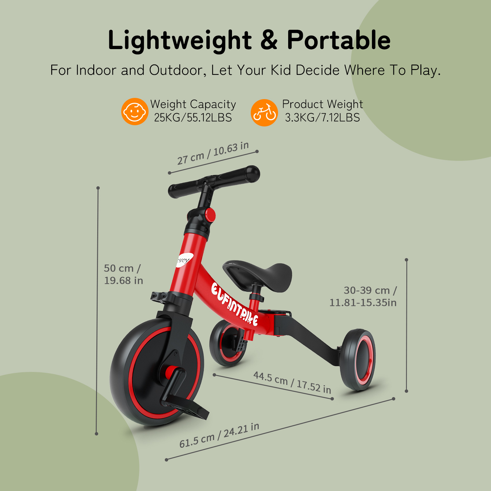 Besrey 5-in-1 Toddler Tricycle, Ages 1-5 Years photo 2