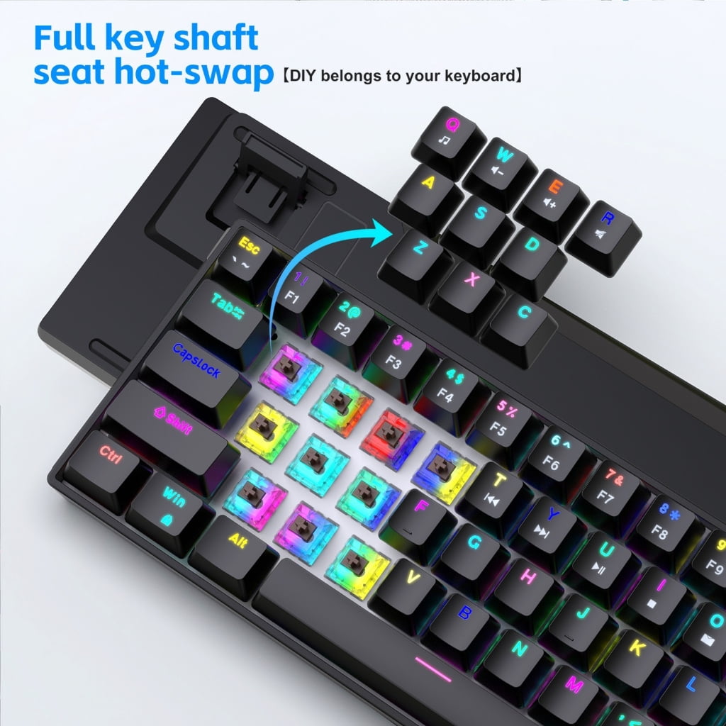 Color Gaming Keyboard Detachable USB C Cable 1.75m Braided Cord Double Shot Keycap