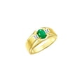 thumbnail image 3 of RYLOS Men's Rings 14K Yellow Gold Classic 7X5MM Oval Gemstone & Diamond Designer Ring Emerald May Birthstone Rings For Men, Gold Rings Size 12, 3 of 7