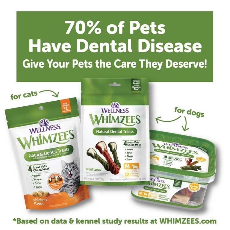 Wellness WHIMZEES Daily Brushzees Dog Dental Treats, Natural