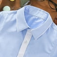 thumbnail image 5 of Boys Short Sleeve Button Up Shirt, 100% Cotton Two-Tone Casual Polo Shirt for Kids, Light Blue Boys Summer & School Shirt,Size 7-8 T, 5 of 7