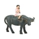 thumbnail image 3 of Figura de búfalo de resina realista para pecera, adorno de vaca, búfalo para coche, escritorio con chica, 3 of 9
