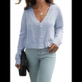 thumbnail image 2 of Suéteres Tipo Cárdigan para Mujer, de Punto Grueso, de Larga, con Cuello en V y Botones, para Otoño e Invierno Púrpura M, 2 of 8