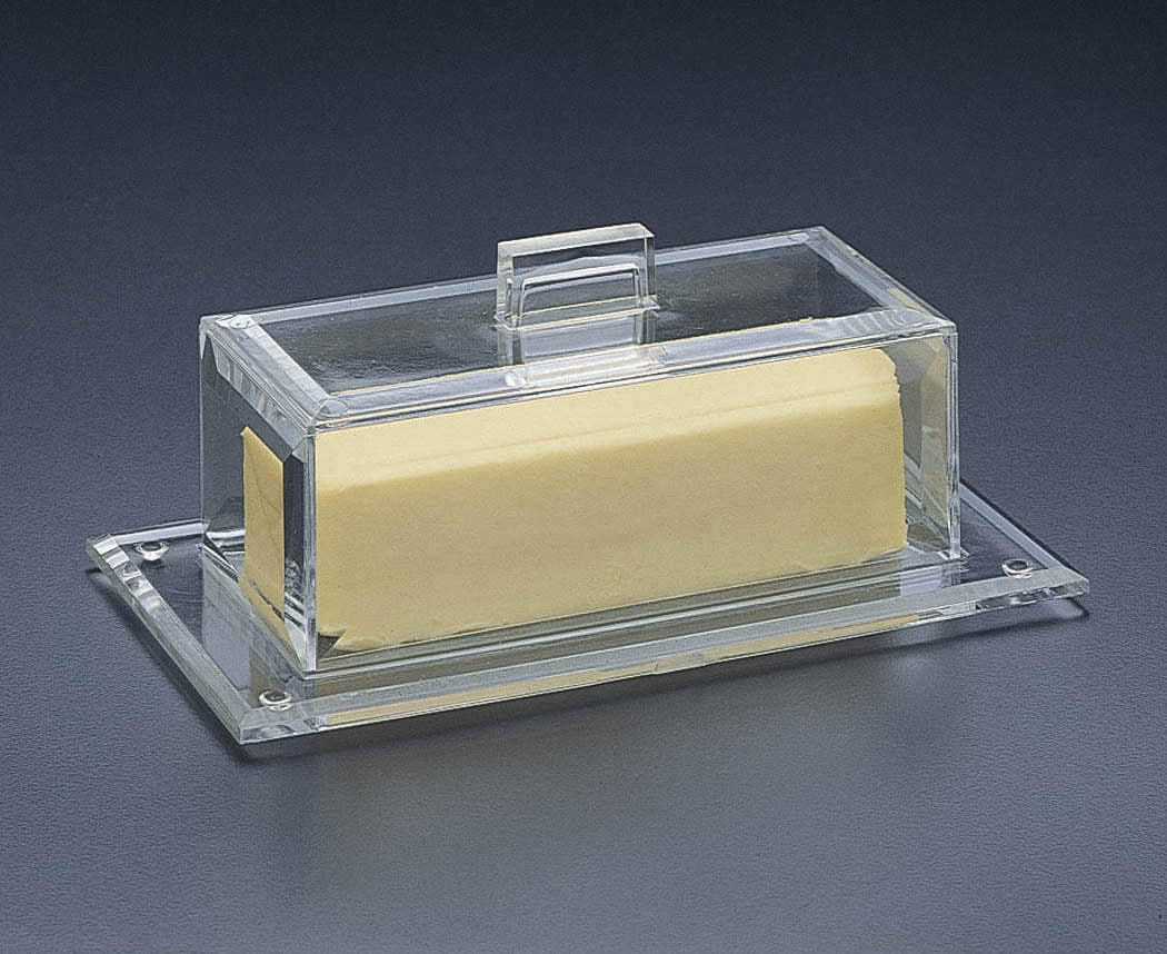 Acrylic Lucite Butter Dish With Cover 6 5/8 x 3 5/8 x 2 1/2"