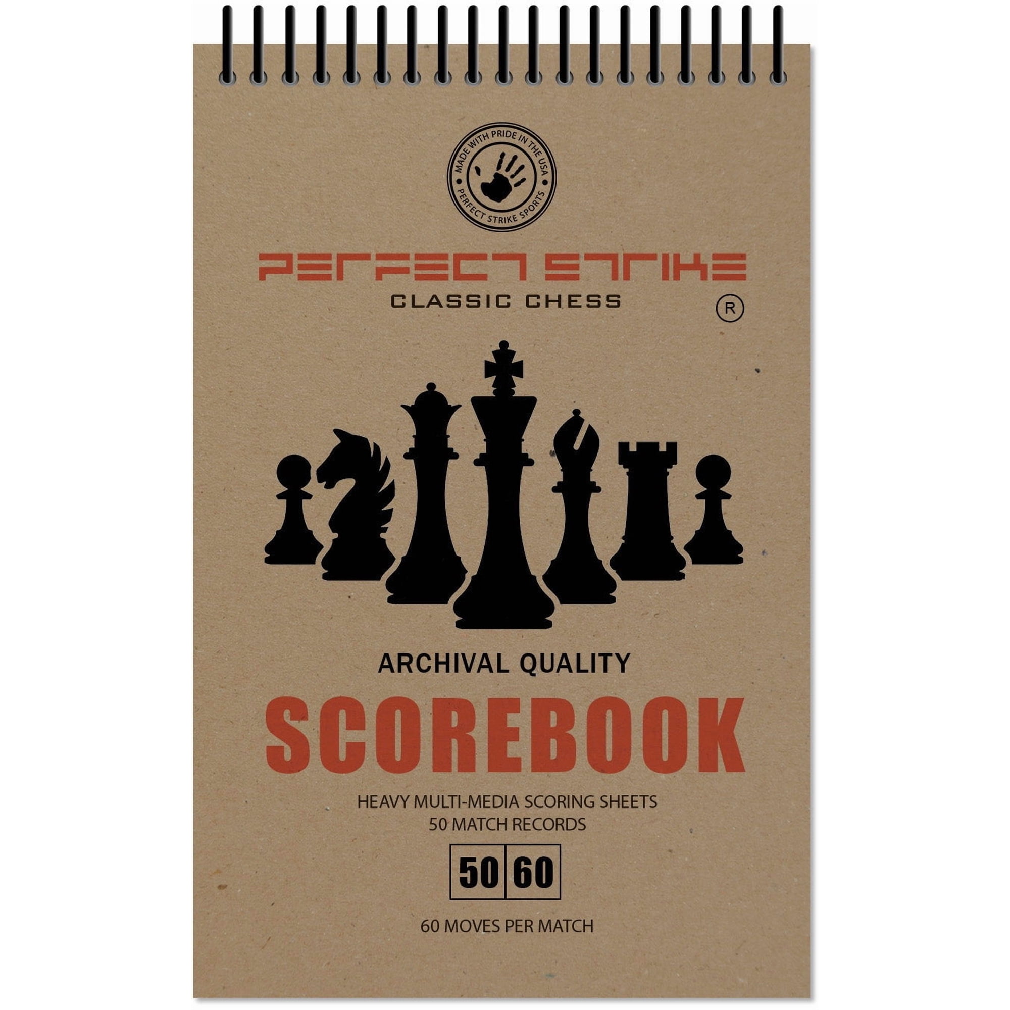 Perfect Strike Chess SCOREBOOK with Rules and Scoring Instructions. Heavy duty. Practice and Competition. (5.5" x 8.5") TS-50:60 (1 Book)
