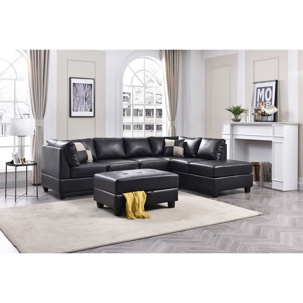 Glory Furniture Malone Sectional in Black Color